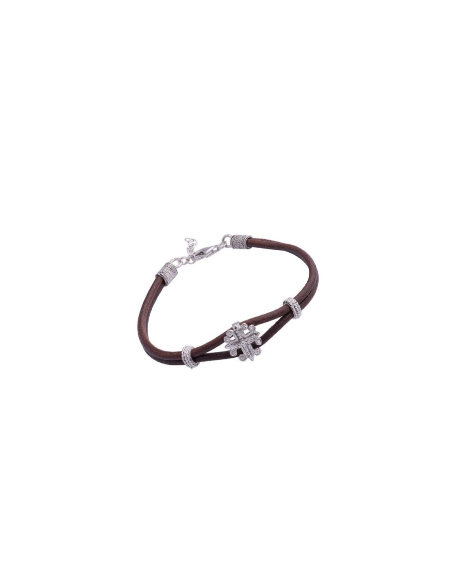 Gioielli Spadafora Gioielli | Bracciale Croce Excalibur Marrone