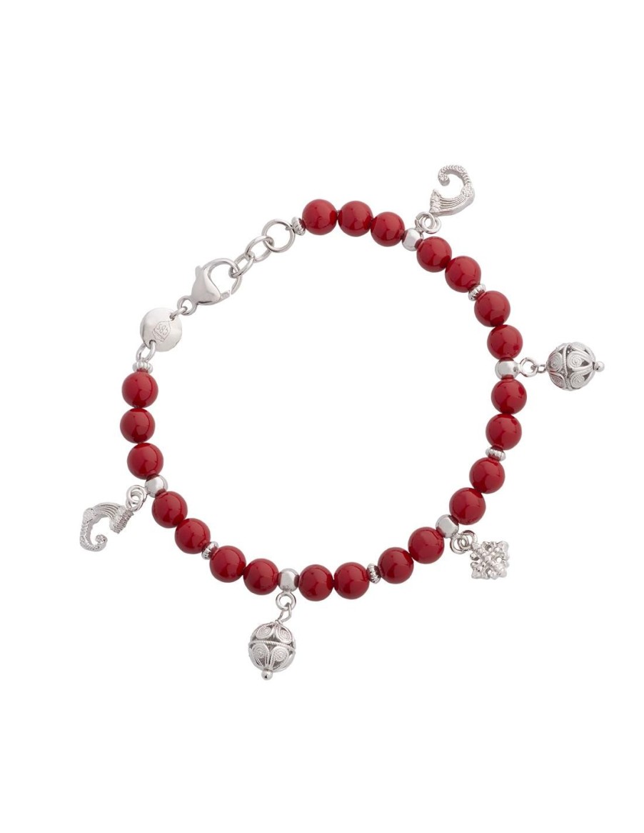 Gioielli Spadafora Gioielli | Bracciale Agate Rosse Charm