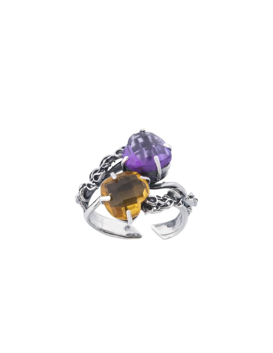 Gioielli Spadafora Gioielli | Anello Passion Couple Viola E Giallo